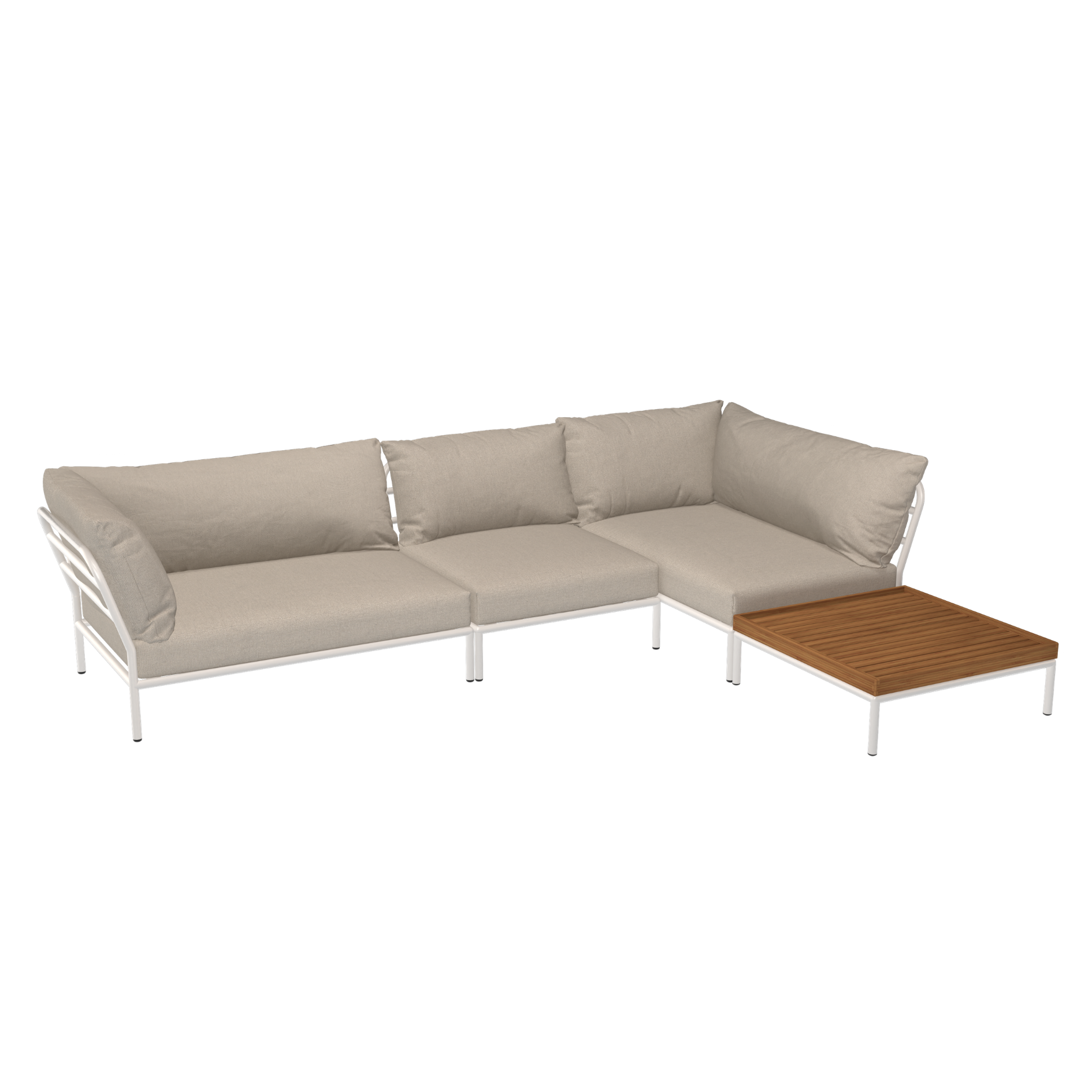 HOUE Level 2 Configuratie: Corner Left (2x) + Chair + Coffee Table Bamboo - Muted White Base