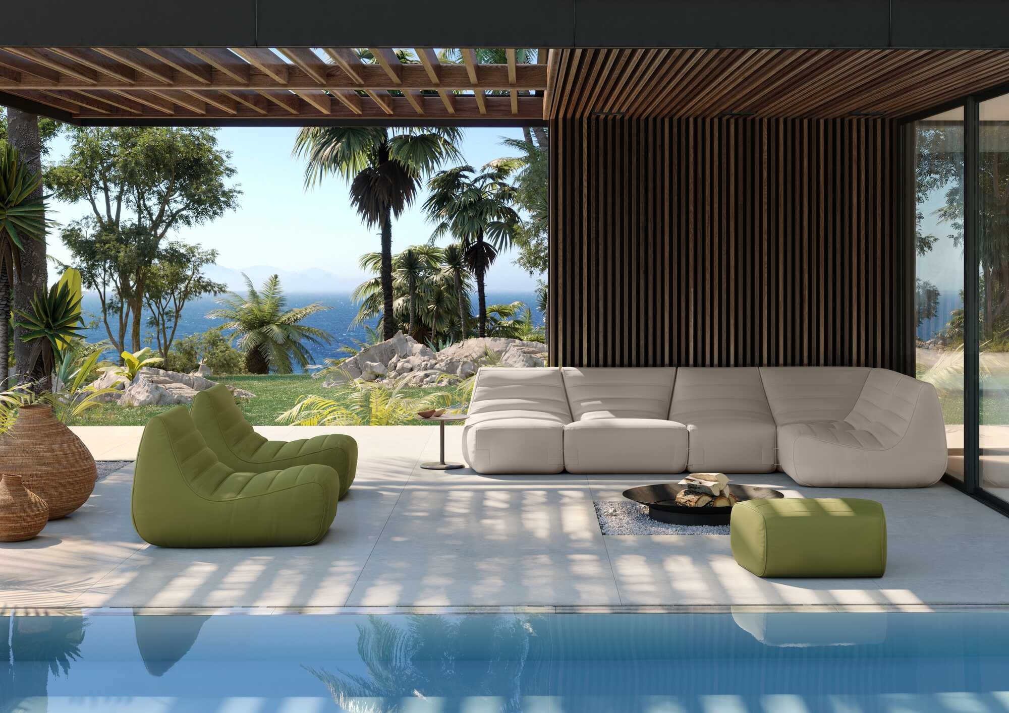 Ligne Roset Saparella Outdoor Bank - Roma Chaux