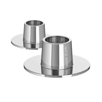 Ester & Erik Candle Holder - medium - SHINY SILVER - 2 stuks