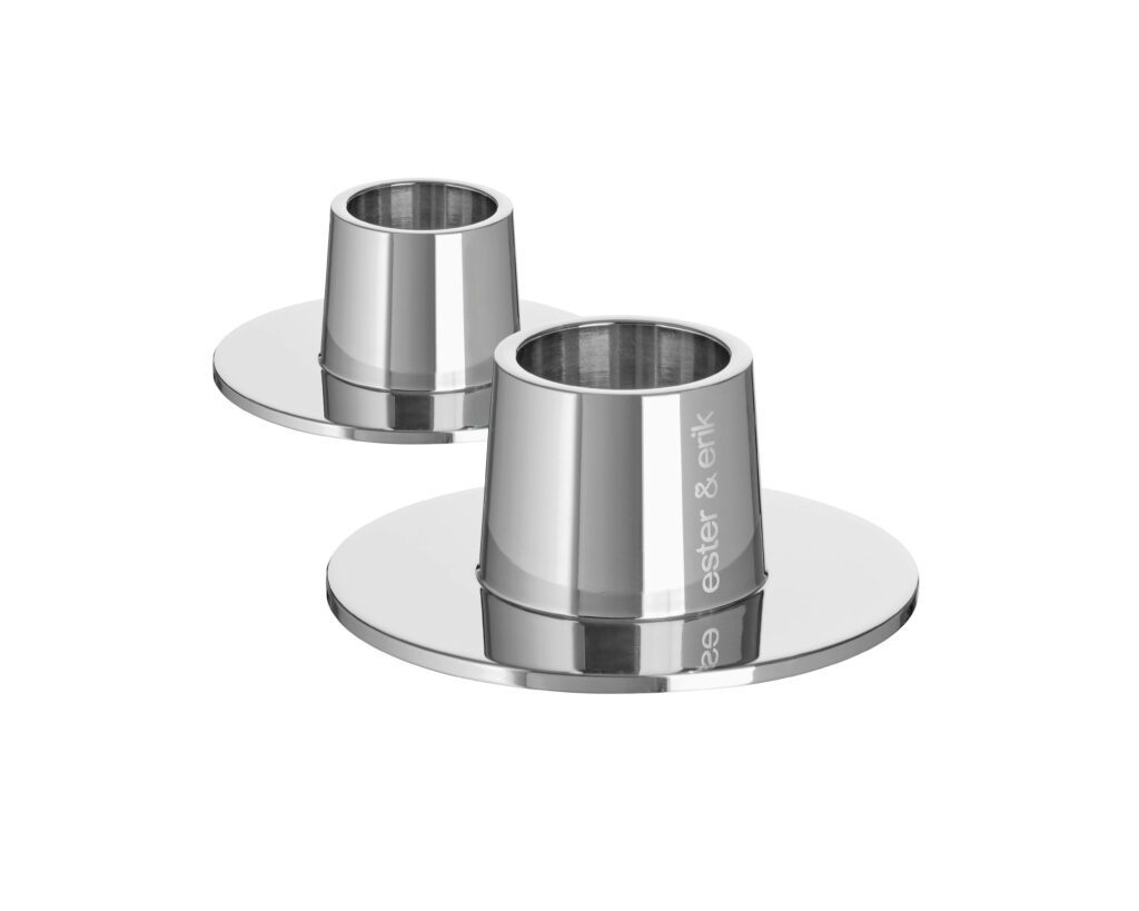 Ester & Erik Candle Holder - medium - SHINY SILVER - 2 stuks