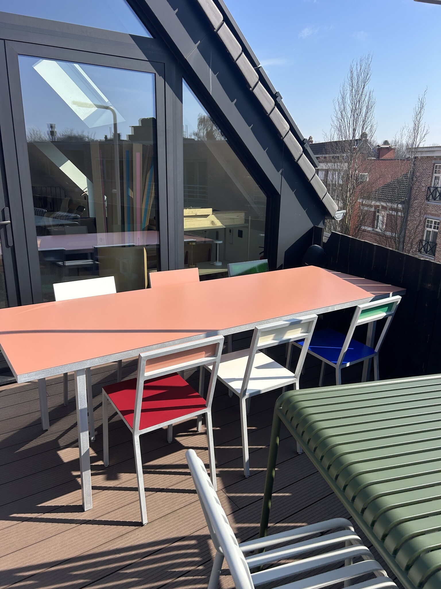 Valerie Objects Alu Set: Alu Dining Table L Pink + 6 Alu Chairs - SHOWROOMMODEL