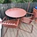 HAY Palissade set: Cone Table - Round 90 cm Iron Red + 2x Cantilever Dining Armchair Iron Red