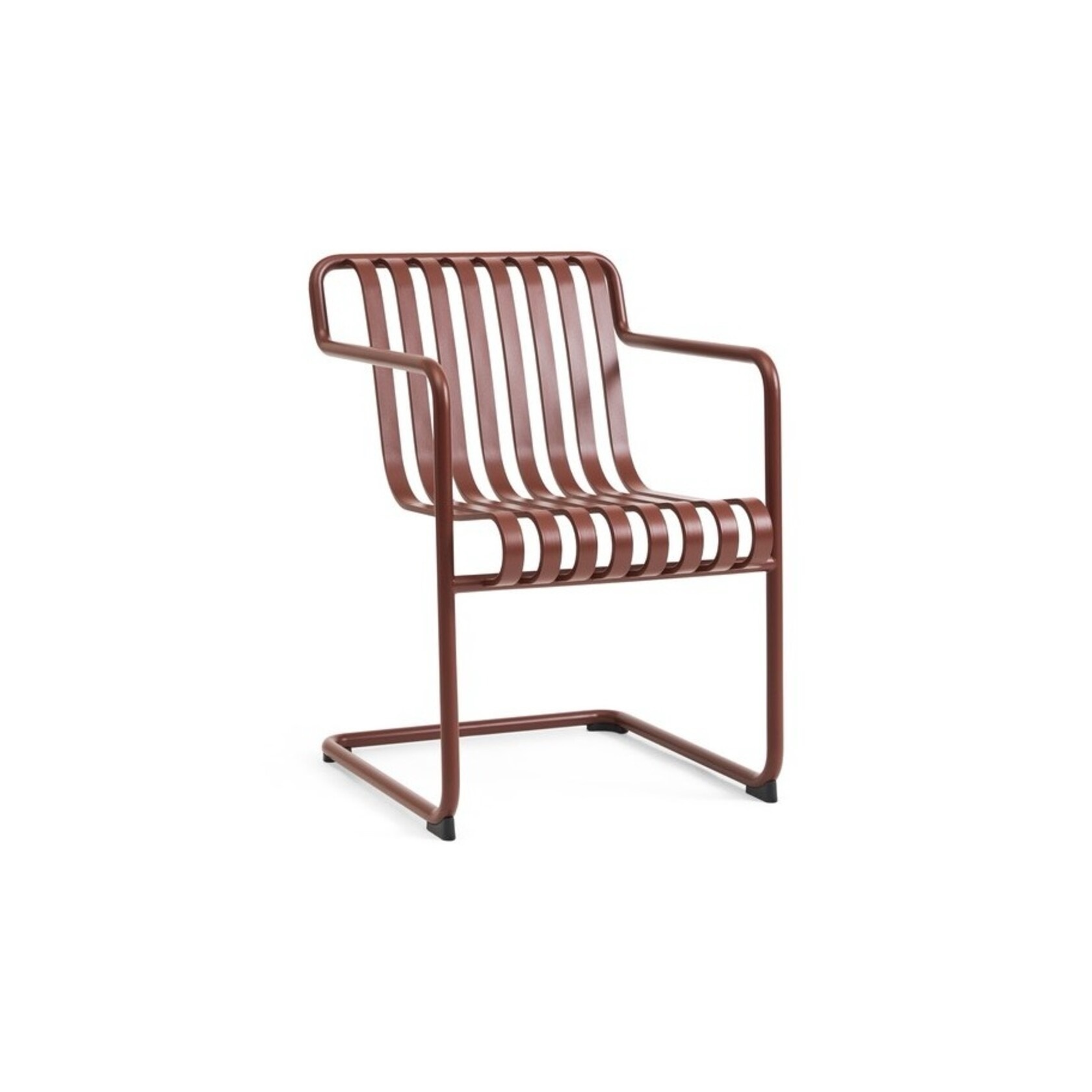 HAY Palissade set: Cone Table - Round 90 cm Iron Red + 2x Cantilever Dining Armchair Iron Red
