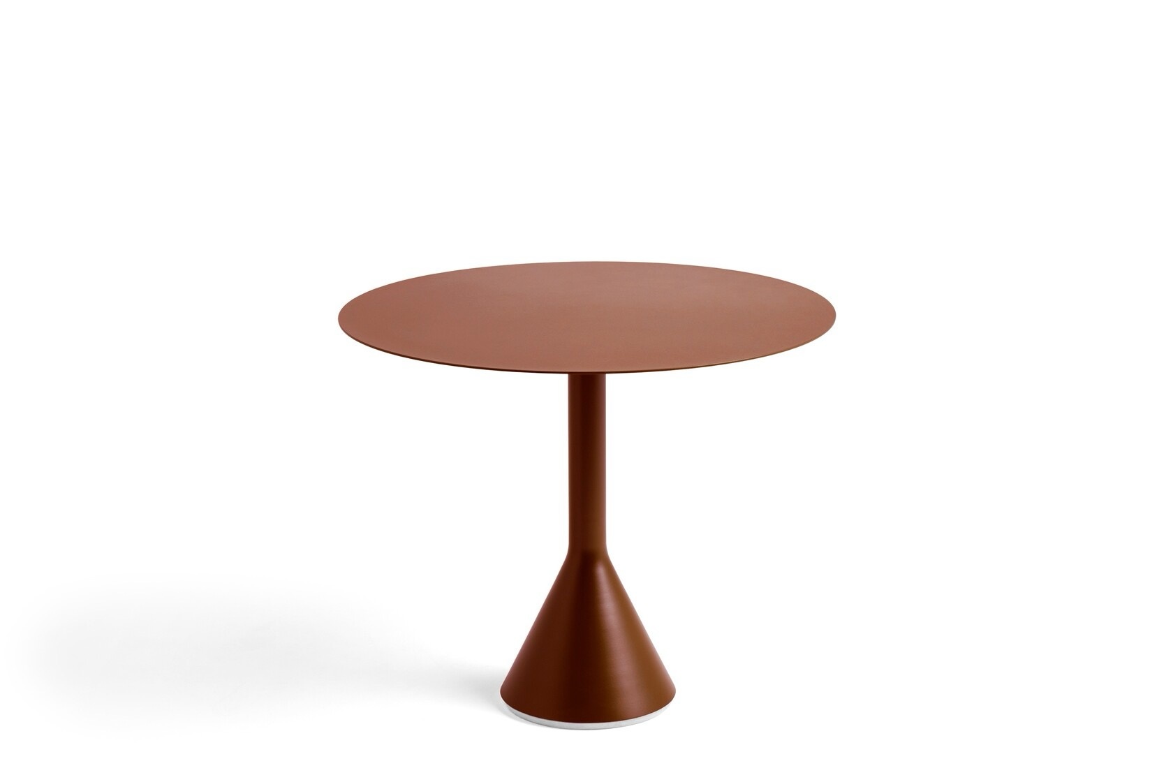 HAY Palissade set: Cone Table - Round 90 cm Iron Red + 2x Cantilever Dining Armchair Iron Red