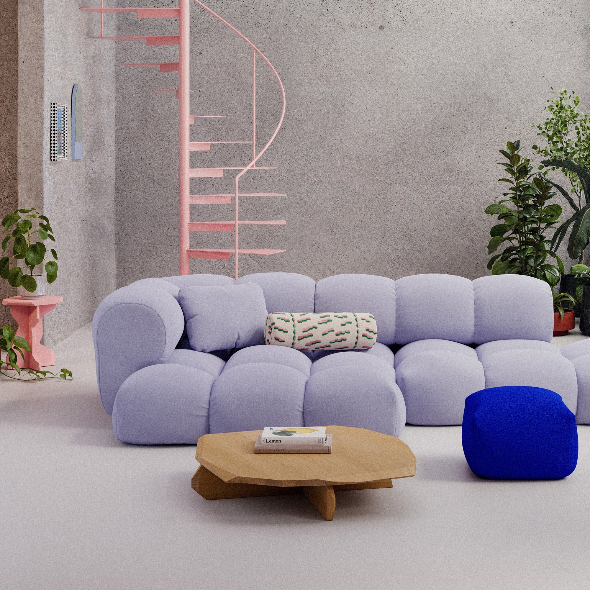 OBJEKTE UNSERER TAGE Sander Sofa Design 06 Max - Vidar 0723 Lilac Blue - SHOWROOMMODEL