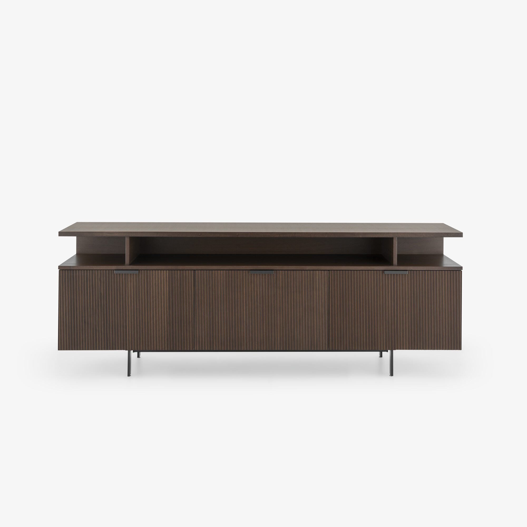 Ligne Roset Selvans Dressoir Met Open Elementen 2 Kleppen/1 Lade - Walnoot/Keramiek