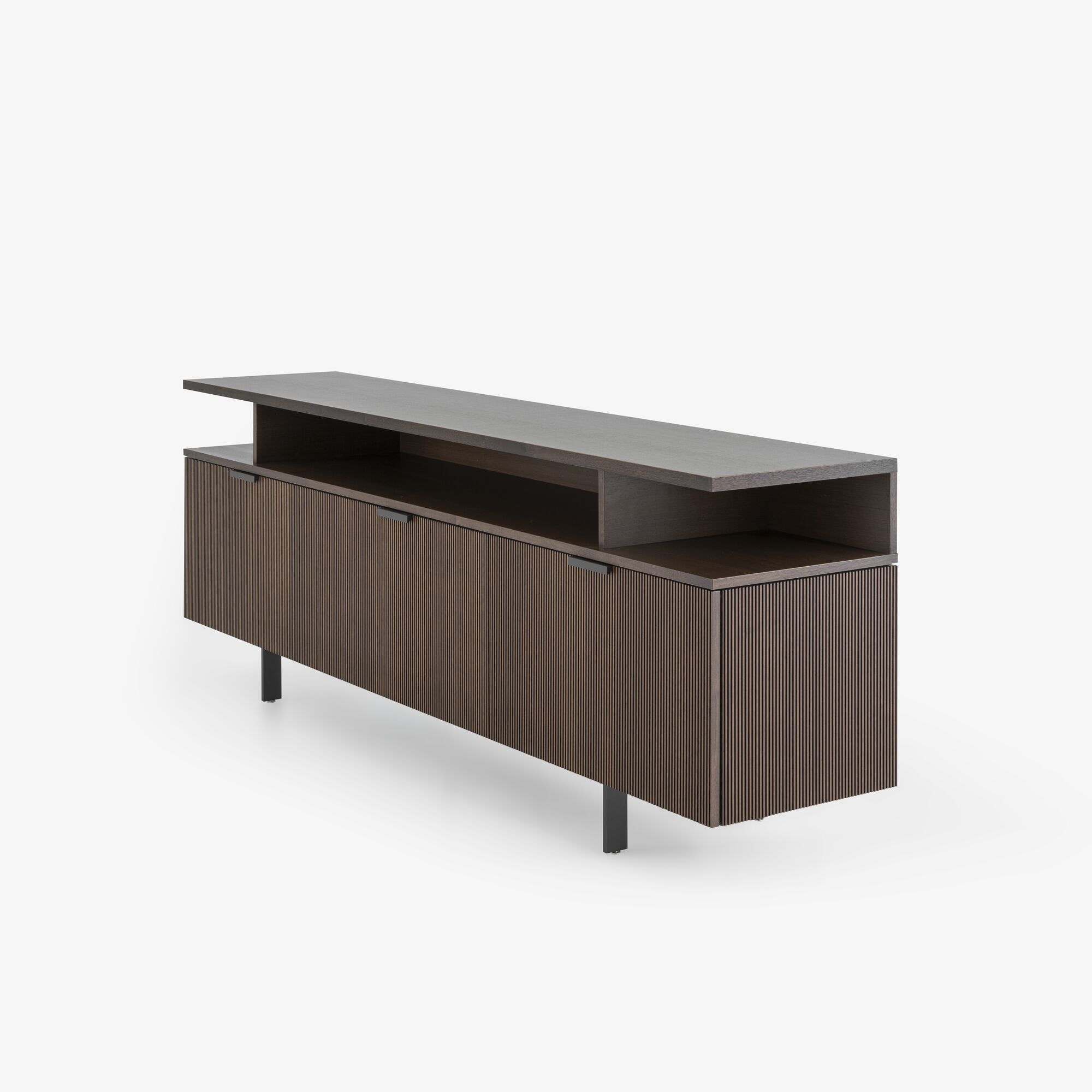 Ligne Roset Selvans Dressoir Met Open Elementen 2 Kleppen/1 Lade - Walnoot/Keramiek