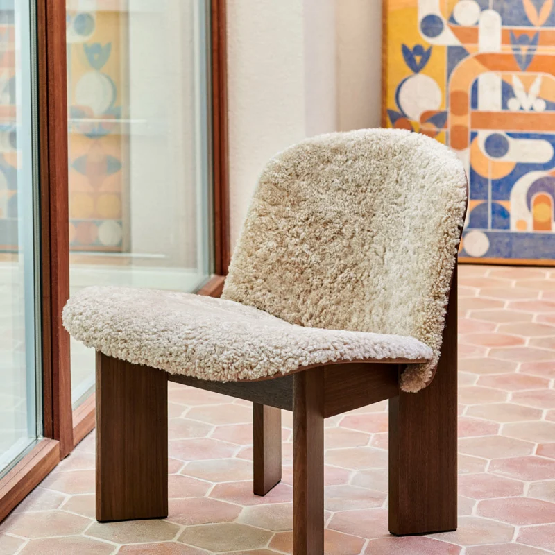 HAY Chisel Lounge Chair - Walnut/Front Upholstery In Sheepskin Mohawi 21