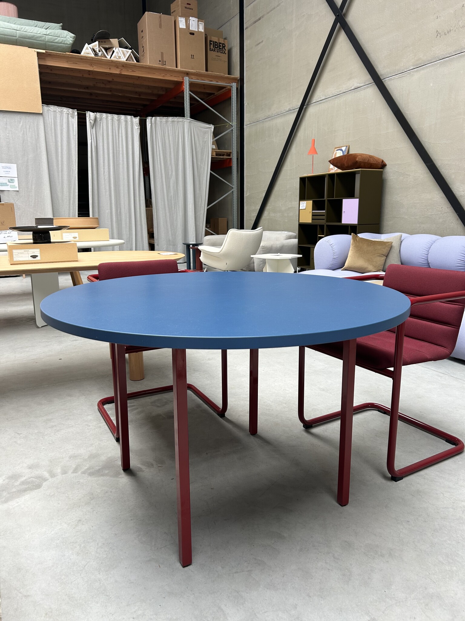 HAY Two-Colour Ø120 Blue Valchromat/Maroon Red Frame - SHOWROOM MODEL