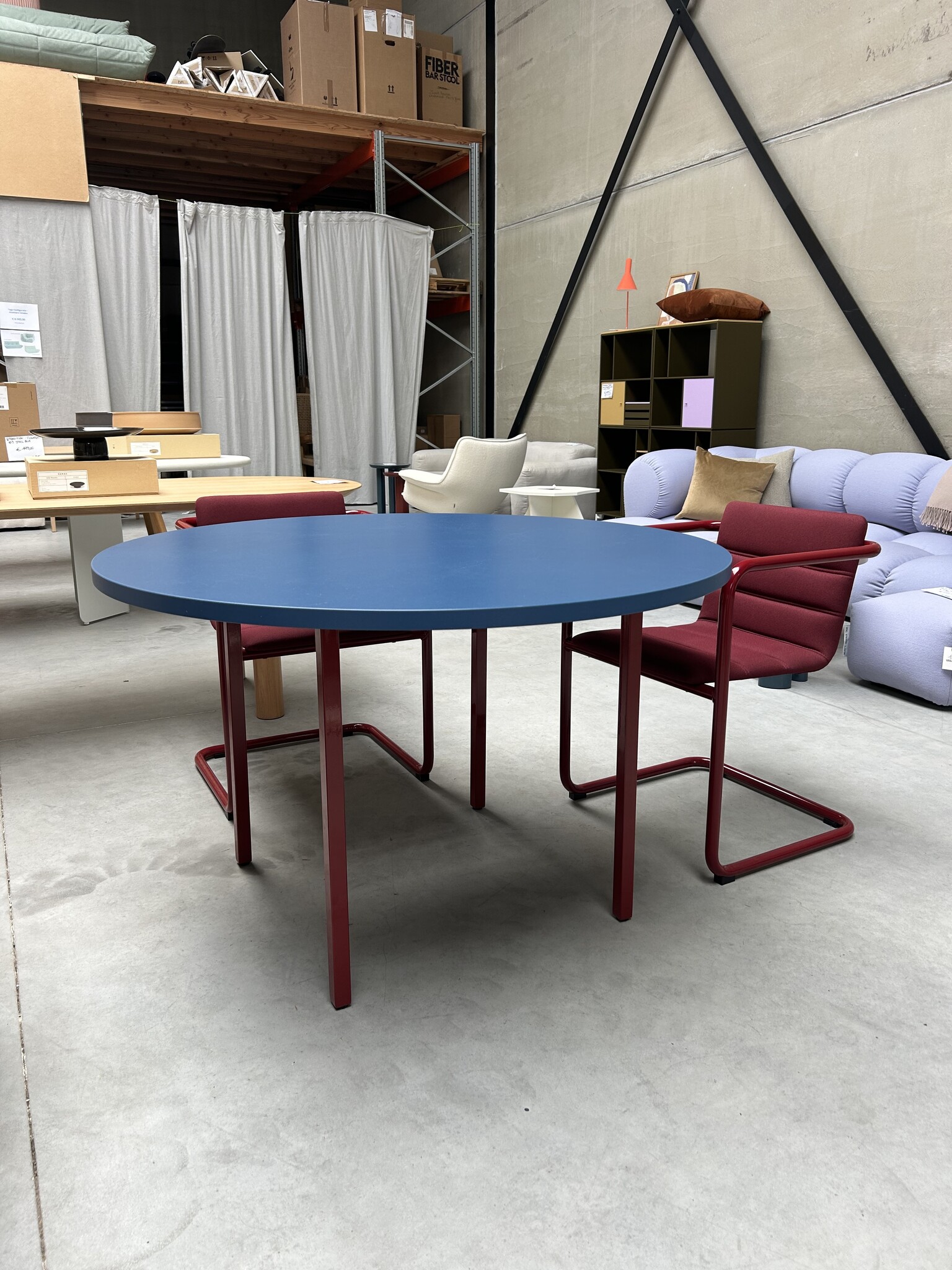 HAY Two-Colour Ø120 Blue Valchromat/Maroon Red Frame - SHOWROOM MODEL