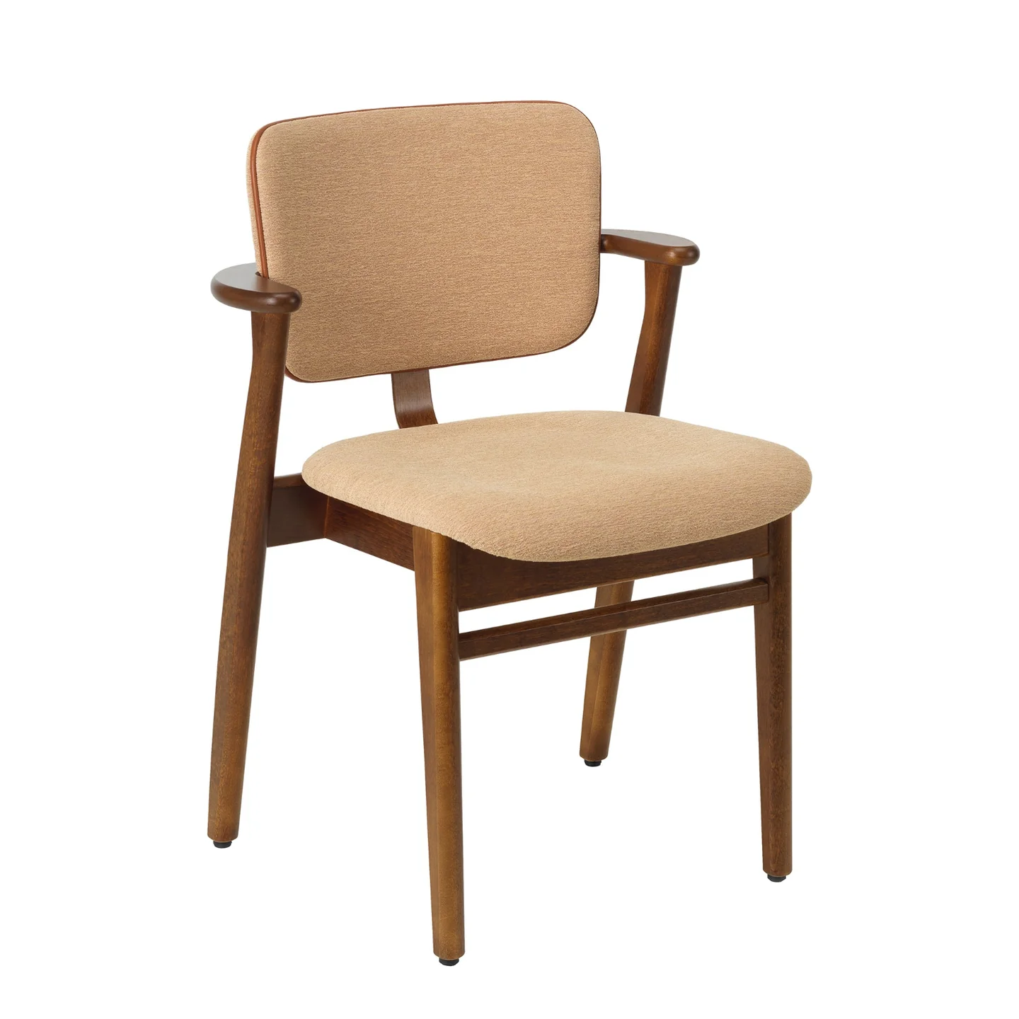 Artek Domus Chair SET VAN 4 - Walnut stained - Seat and back upholstered Wow RE pink 6722 - Boordsel in leder Sörensen Prestige Cognac 40680 - SHOWROOM MODEL