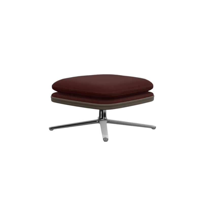 Vitra Grand Relax Ottoman - Aluminium Gepolijst/Cosy 2 Chestnut/ Leder Forte Sand
