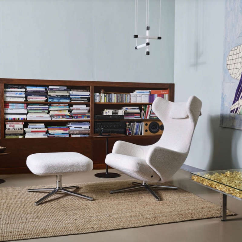 Vitra Grand Repos & Ottoman - Aluminium Gepolijst/Nubia Ivory Pearl