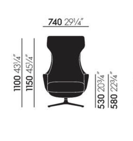 Vitra Grand Repos & Ottoman configuratie tillborg - Aluminium Basic Dark/Dumet Dark Red Melange