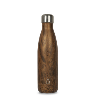 FLOW waterfles RVS wood 500 ml