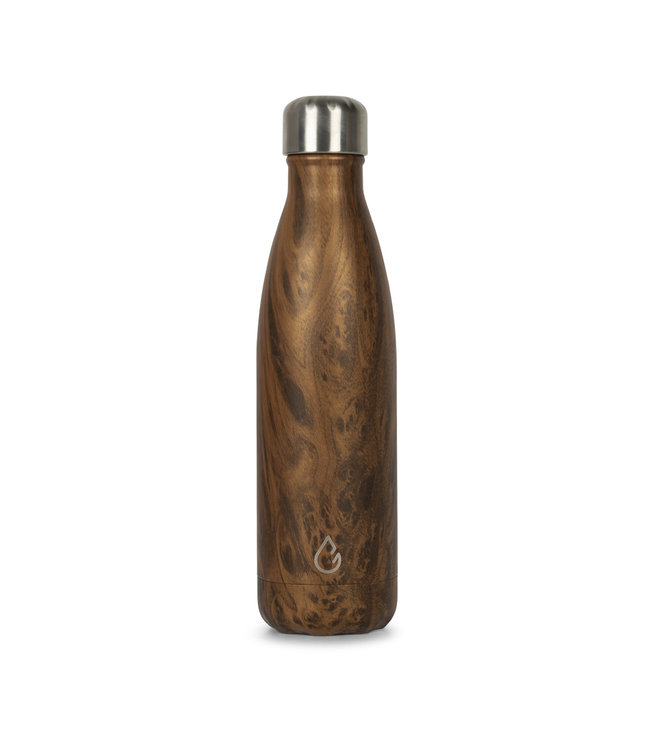 FLOW waterfles RVS wood 500 ml