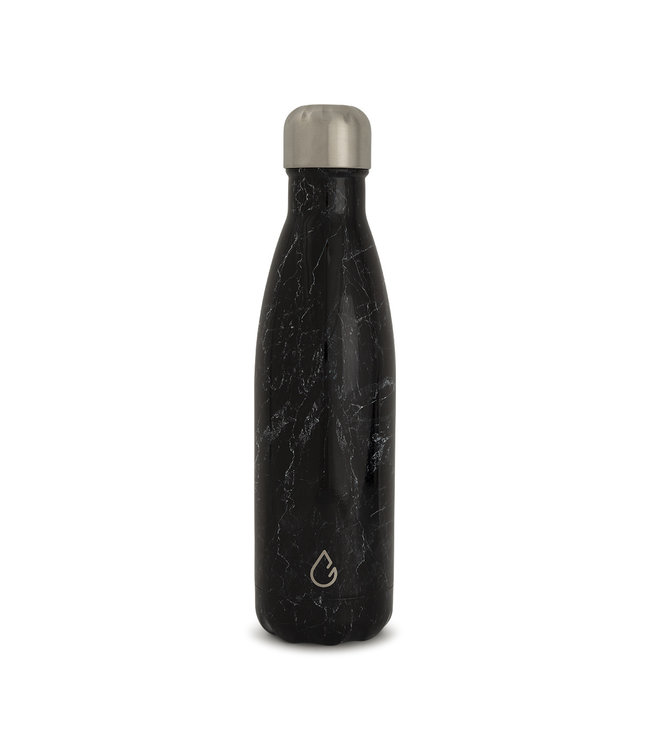 Wattamula Design eco RVS waterfles zwart marmer 500 ml