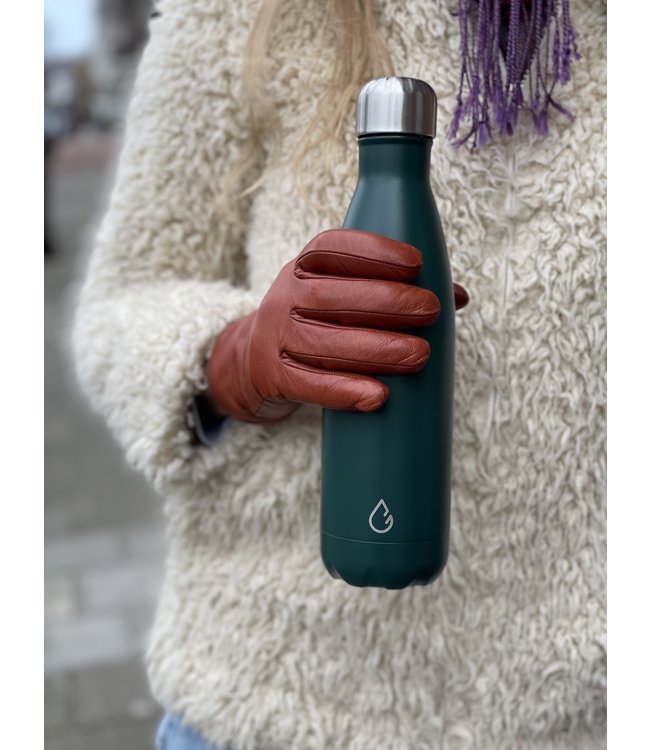 FLOW waterfles RVS mosgroen 500 ml - dop met rietje