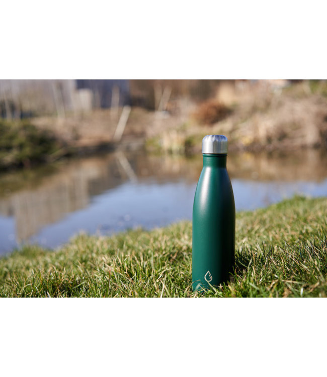 Wattamula Design eco RVS waterfles mosgroen 500 ml  - extra carrier - Wattamula