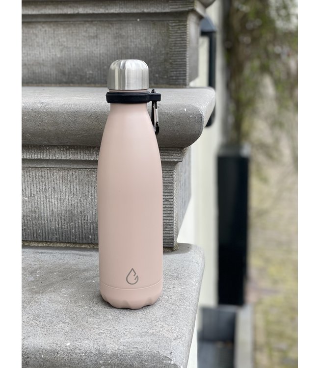 FLOW waterfles RVS nude 500 ml - dop met rietje