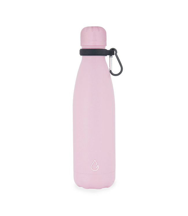 Wattamula Luxe design eco RVS waterfles pastel roze 500 ml - extra carrier