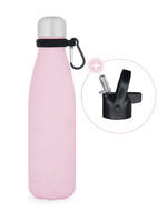 FLOW waterfles RVS pastel roze 500 ml - dop met rietje