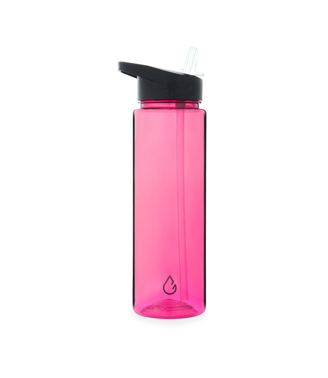 Wattamula Waterfles met rietje roze transparant 700 ml