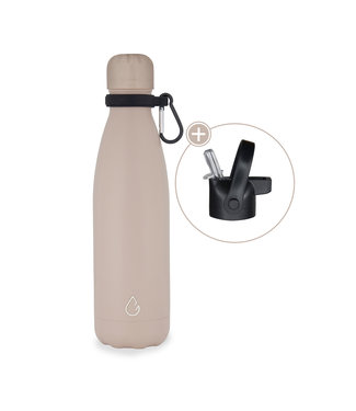 All FLOW waterfles RVS nude 500 ml - dop met rietje