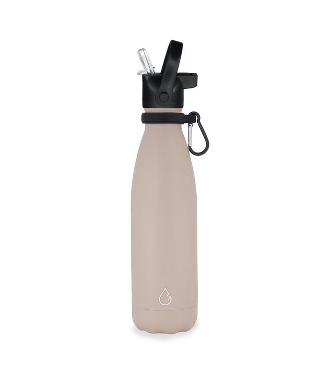 All FLOW waterfles RVS nude 500 ml - dop met rietje