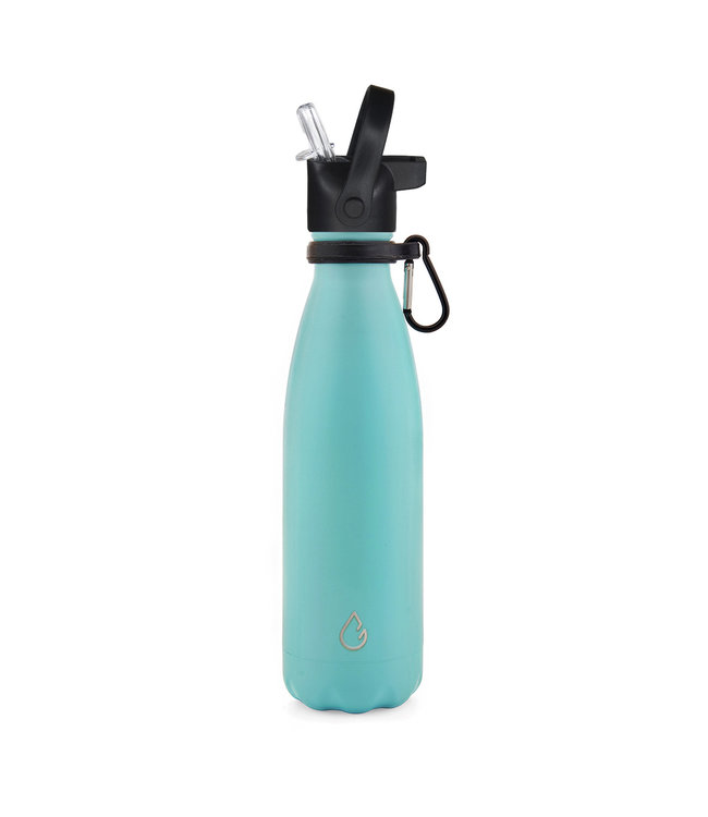 All design waterfles RVS lichtblauw 500 ml - dop met rietje - Wattamula
