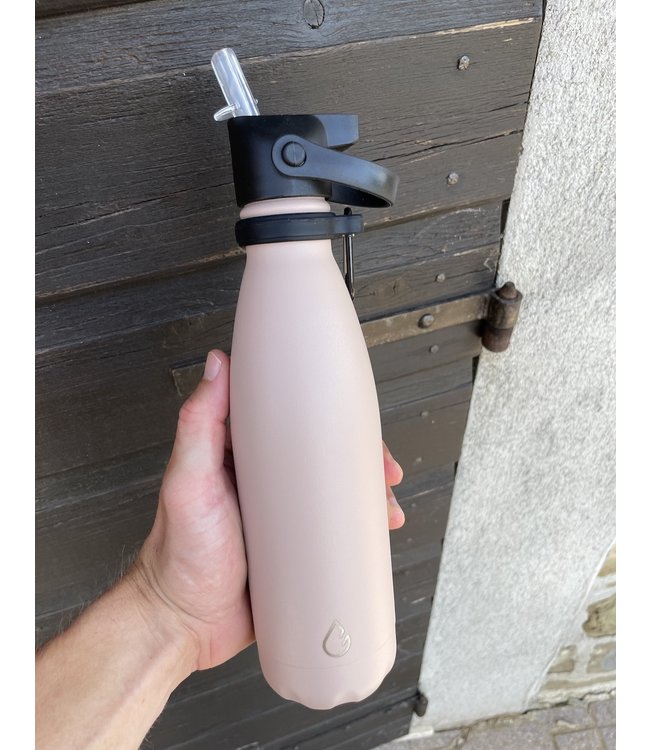 FLOW waterfles RVS nude 500 ml - dop met rietje