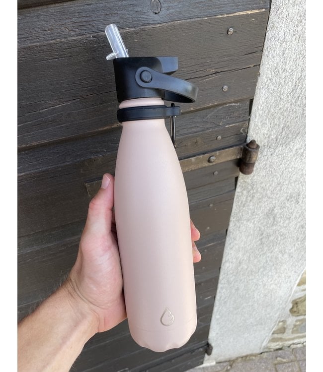 All FLOW waterfles RVS nude 500 ml - dop met rietje