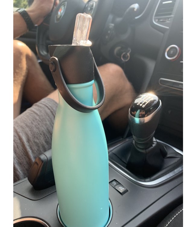 Design waterfles RVS lichtblauw 500 ml - dop met rietje - Wattamula