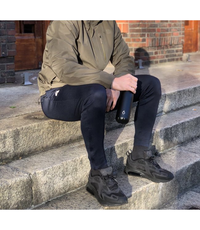 All FLOW waterfles RVS zwart 500 ml - dop met rietje