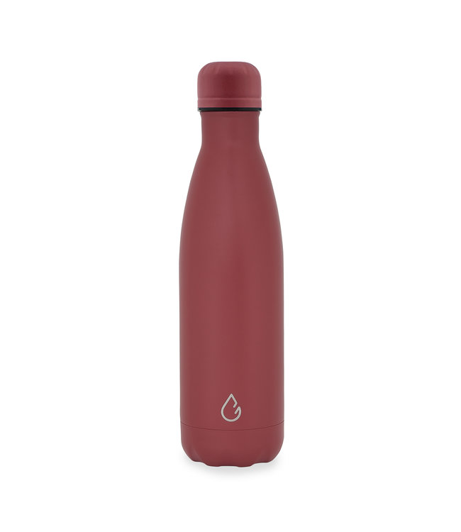 Wattamula Luxe design eco RVS waterfles burgundy 500 ml - extra carrier - Wattamula