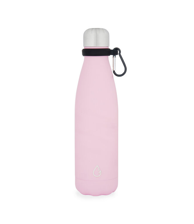 Wattamula Design eco RVS waterfles pastel roze 500 ml - extra carrier - Wattamula