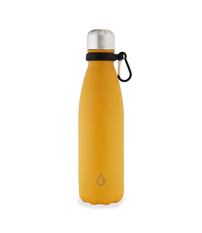 Wattamula Design eco RVS waterfles okergeel 500 ml - extra carrier