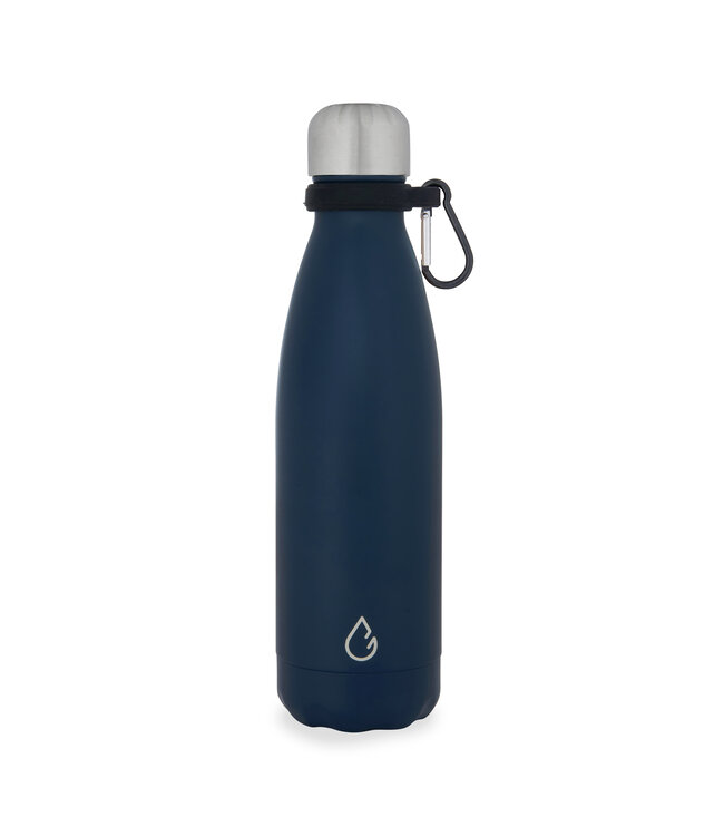 Wattamula Design eco RVS waterfles donkerblauw 500 ml - extra carrier - Wattamula