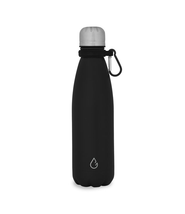 Wattamula Design eco RVS waterfles zwart 500 ml - extra carrier - Wattamula