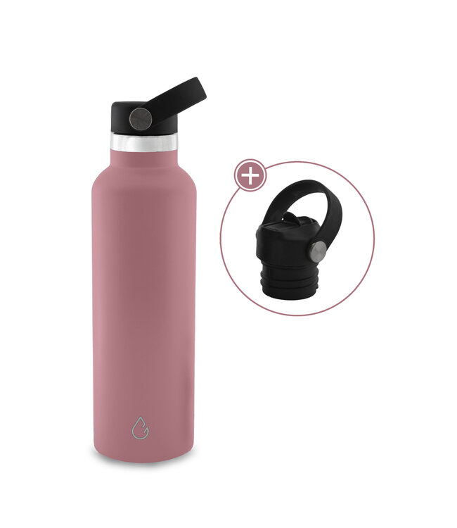 GO waterfles RVS roze 710 ml - dop met rietje - Wattamula
