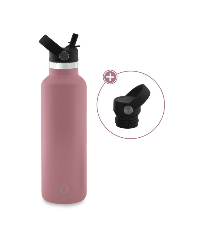 GO waterfles RVS roze 710 ml - dop met rietje - Wattamula
