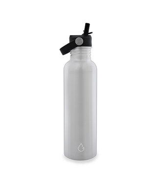 GO waterfles stainless 710 ml - enkelwandig - dop met rietje