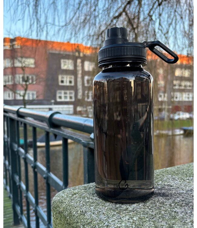 MOVE sport waterfles transparant charcoal 1 liter