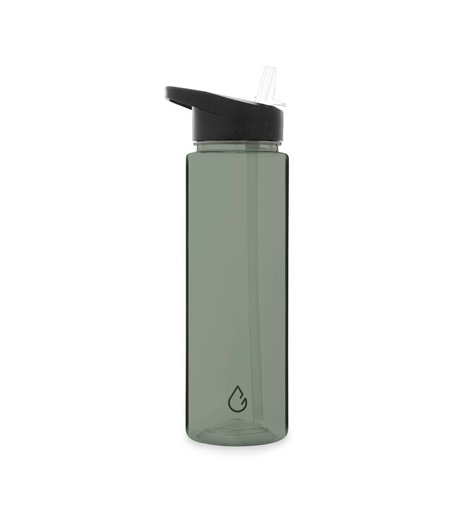 Wattamula Milieuvriendelijke waterfles met rietje groen/grijs transparant 700 ml - Wattamula