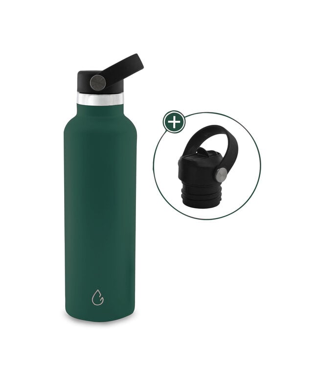 GO waterfles RVS mosgroen 710 ml - dop met rietje - Wattamula