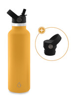 GO waterfles RVS okergeel 710 ml - dop met rietje