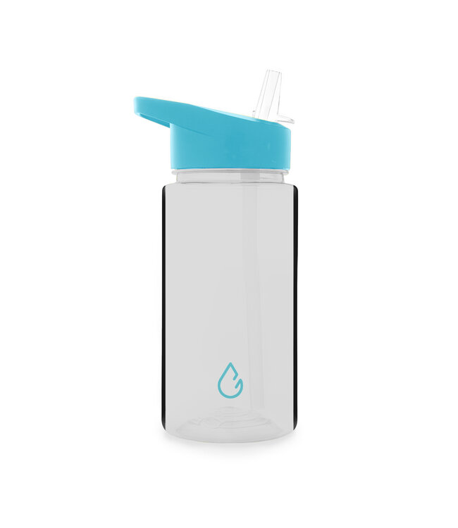 MOVE waterfles met rietje transparant blauw kinderen 400 ml