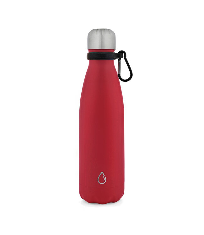 Wattamula Design eco RVS waterfles rood 500 ml - extra carrier - Wattamula