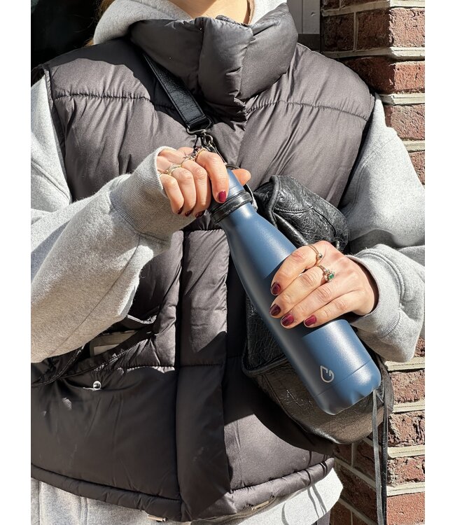 All design waterfles RVS donkerblauw 500 ml  - Wattamula