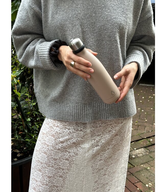 FLOW waterfles RVS nude 500 ml - dop met rietje